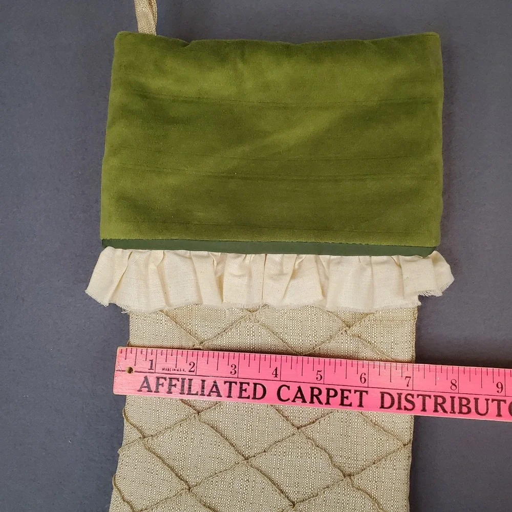 Khaki Tan Diamond‎ Textured Green Velour Country Ruffle 19
